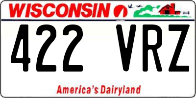 WI license plate 422VRZ
