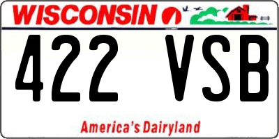 WI license plate 422VSB