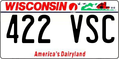 WI license plate 422VSC