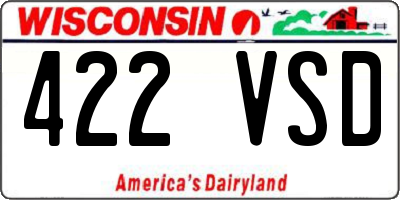 WI license plate 422VSD