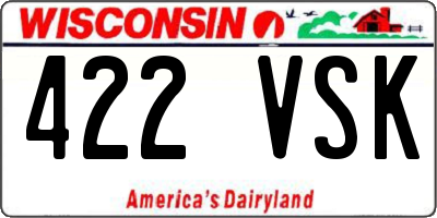 WI license plate 422VSK