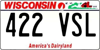 WI license plate 422VSL