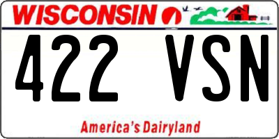 WI license plate 422VSN