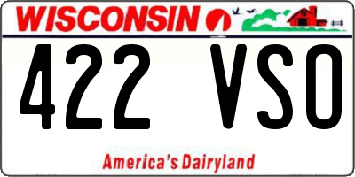 WI license plate 422VSO