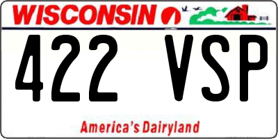 WI license plate 422VSP