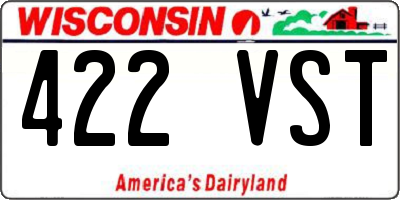 WI license plate 422VST