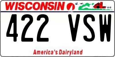 WI license plate 422VSW