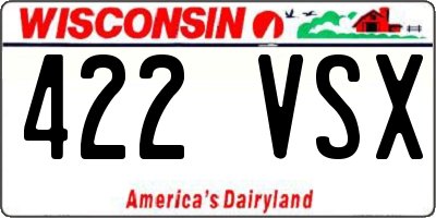 WI license plate 422VSX