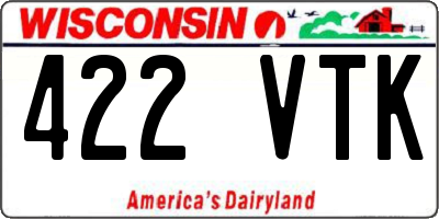 WI license plate 422VTK
