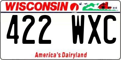 WI license plate 422WXC