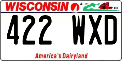 WI license plate 422WXD