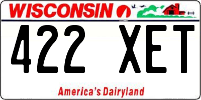 WI license plate 422XET