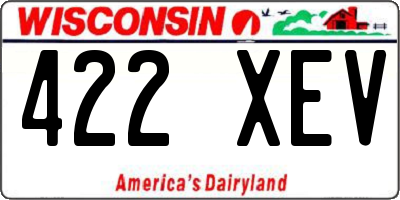 WI license plate 422XEV