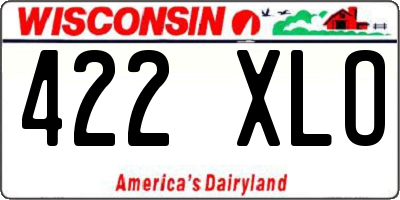 WI license plate 422XLO