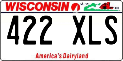 WI license plate 422XLS