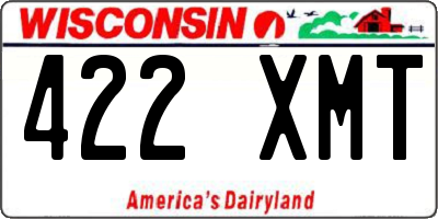 WI license plate 422XMT