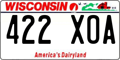 WI license plate 422XOA