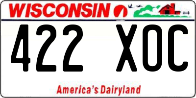 WI license plate 422XOC