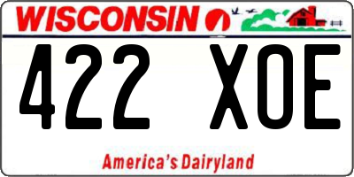 WI license plate 422XOE