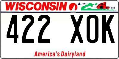 WI license plate 422XOK