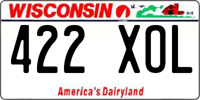 WI license plate 422XOL