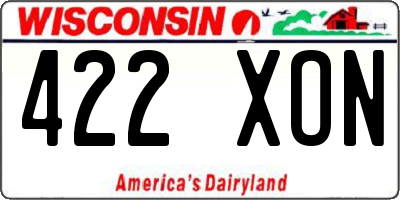 WI license plate 422XON