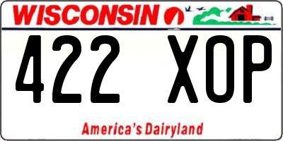 WI license plate 422XOP