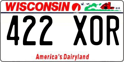 WI license plate 422XOR