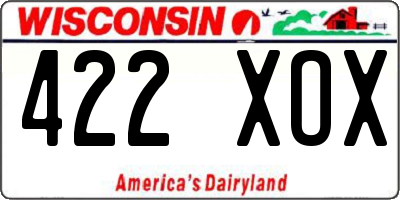 WI license plate 422XOX