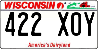 WI license plate 422XOY