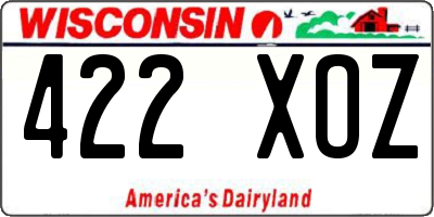 WI license plate 422XOZ