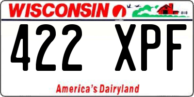 WI license plate 422XPF
