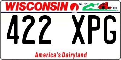 WI license plate 422XPG