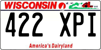 WI license plate 422XPI