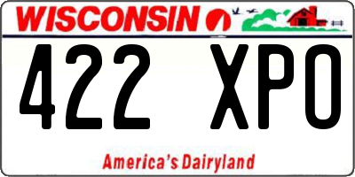 WI license plate 422XPO