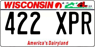 WI license plate 422XPR