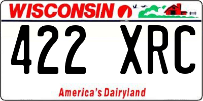 WI license plate 422XRC