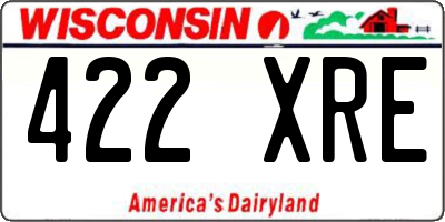 WI license plate 422XRE