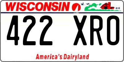 WI license plate 422XRO