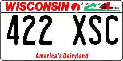 WI license plate 422XSC