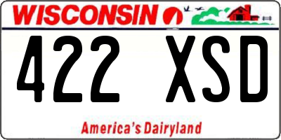 WI license plate 422XSD