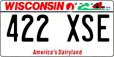 WI license plate 422XSE