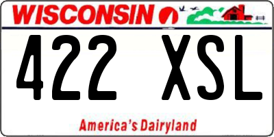 WI license plate 422XSL