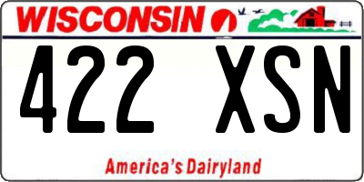 WI license plate 422XSN
