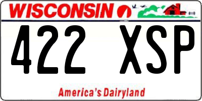 WI license plate 422XSP