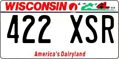 WI license plate 422XSR