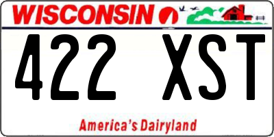 WI license plate 422XST