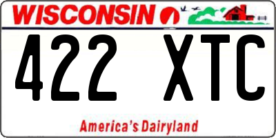 WI license plate 422XTC
