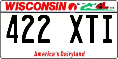WI license plate 422XTI