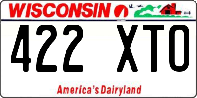 WI license plate 422XTO
